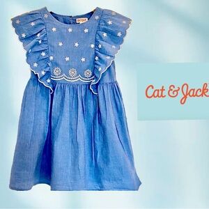 Cat & Jack Embroidered Blue Dress
